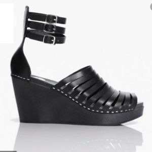 Swedish Hasbeens for H&M Rare Black Wedge 37